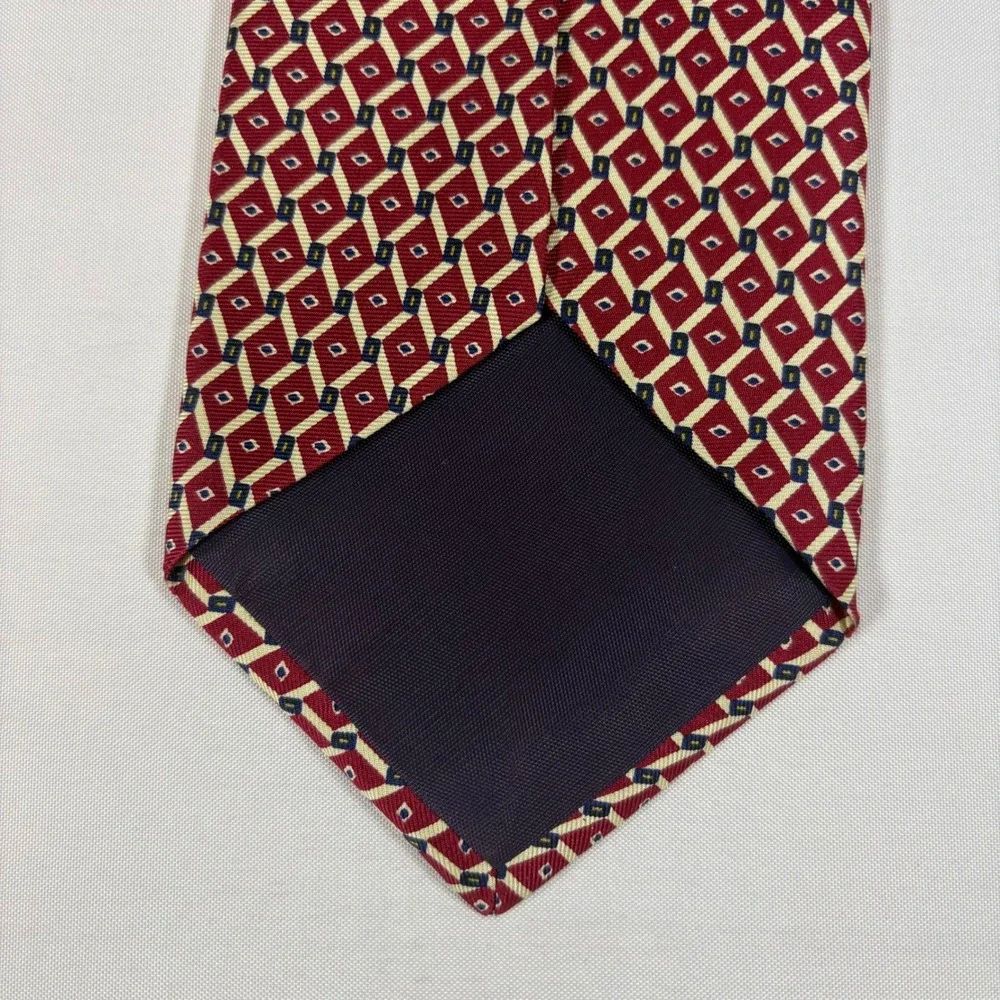 Sterling‎ & Hunt Mens Red Silk Geometric Diamond Pattern Necktie Formal Business